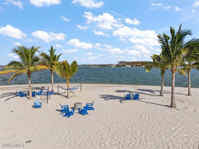 property view of water with a beach view