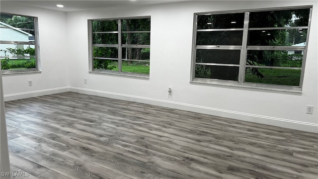 unfurnished room with wood-type flooring