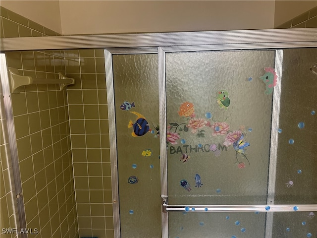 bathroom featuring walk in shower