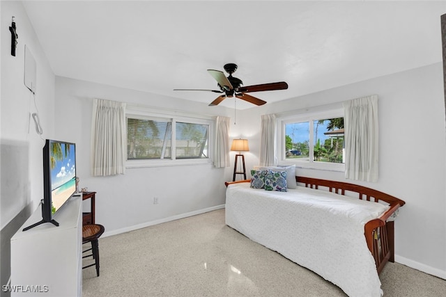 bedroom featuring ceiling fan