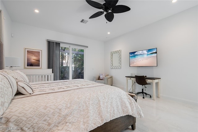 bedroom featuring ceiling fan