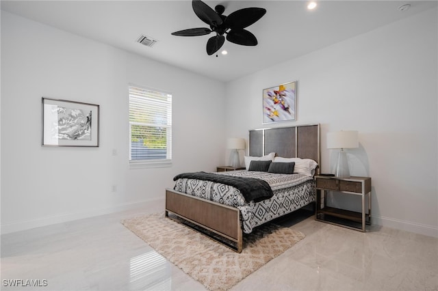 bedroom featuring ceiling fan