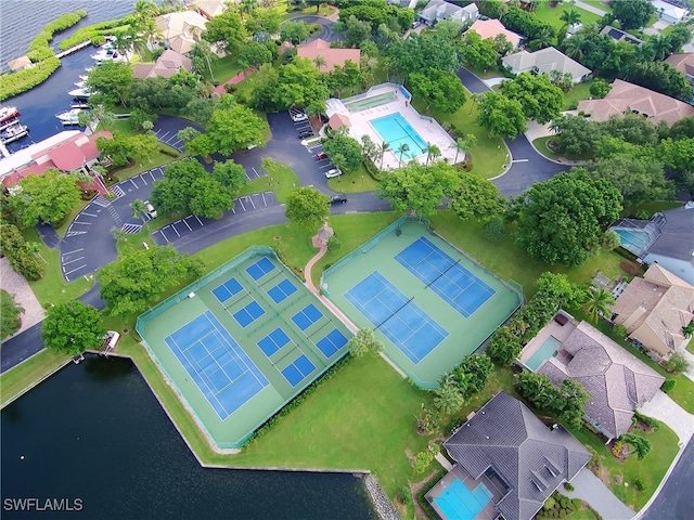 bird's eye view featuring a water view