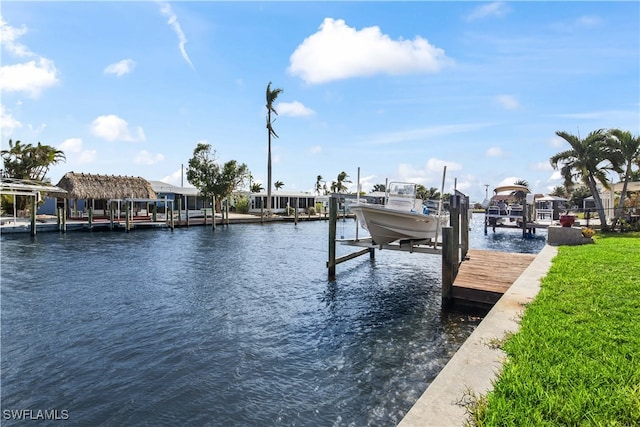 view of dock featuring a water view