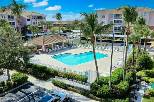 view of pool with a gazebo and a patio area