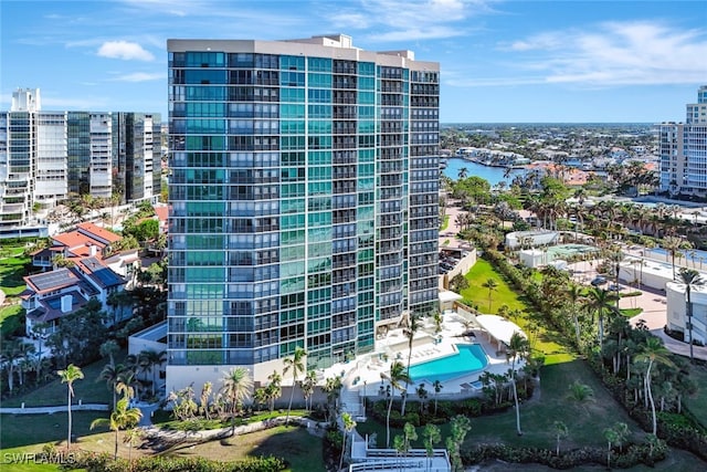 view of property with a water view