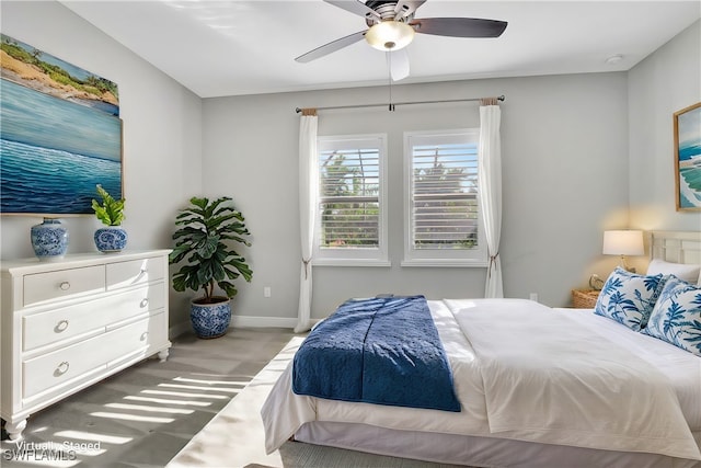 bedroom with carpet and ceiling fan