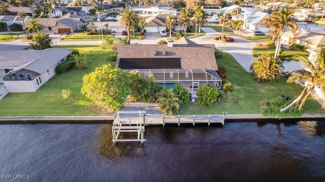 bird's eye view featuring a water view