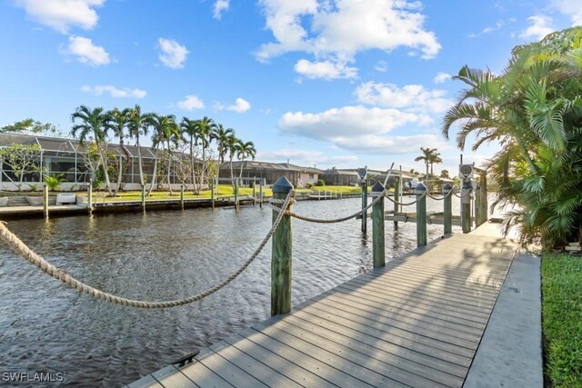 view of dock featuring a water view