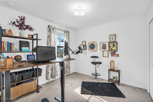 workout area with light colored carpet