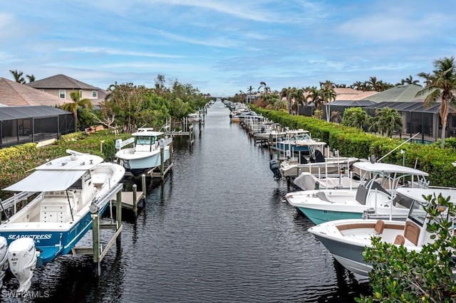 view of dock featuring a water view