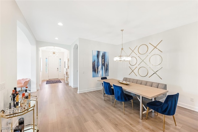 dining room featuring light wood-type flooring