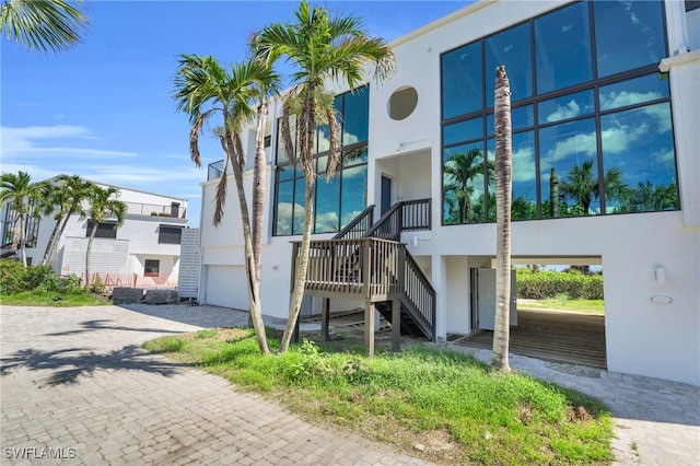 view of building exterior with a garage