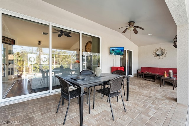 view of patio with ceiling fan