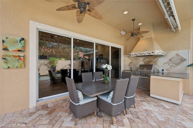 4908 Rustic Oaks Cir, Naples, FL 34105 - view of patio / terrace with a ceiling fan and outdoor dining area