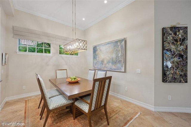 4908 Rustic Oaks Cir, Naples, FL 34105 - dining space featuring crown molding, baseboards, and recessed lighting