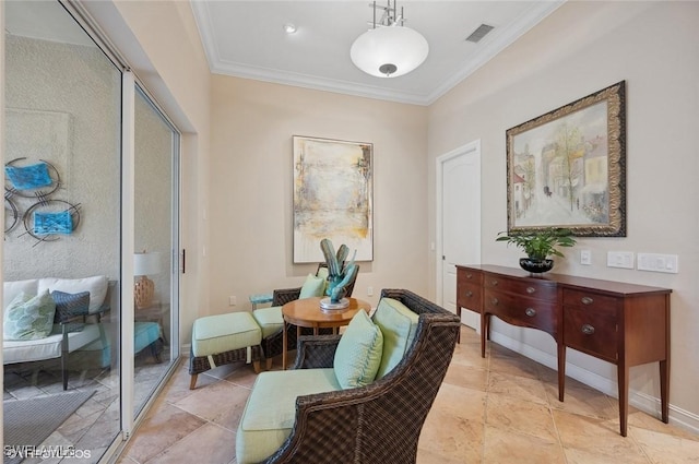 4908 Rustic Oaks Cir, Naples, FL 34105 - sitting room with crown molding and baseboards