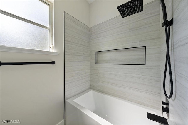 bathroom featuring separate shower and tub