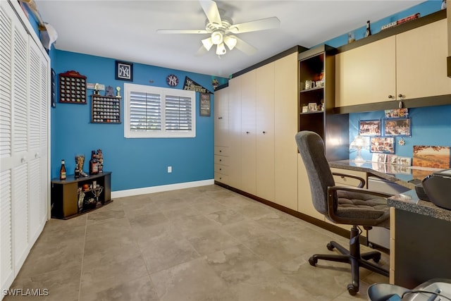 office featuring ceiling fan