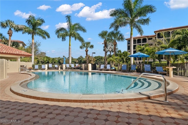 view of pool featuring a patio area