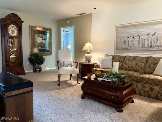 living room featuring carpet floors