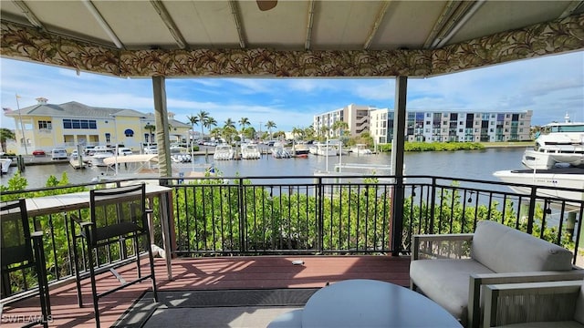 balcony with a water view