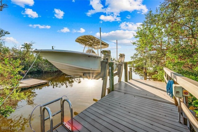 dock area featuring a water view