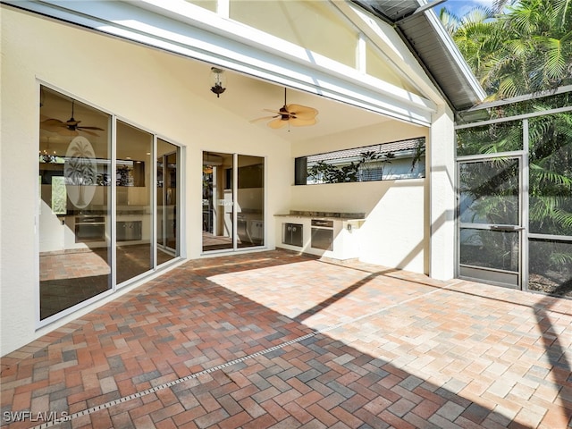 view of patio with ceiling fan