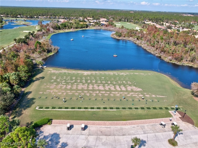 bird's eye view featuring a water view