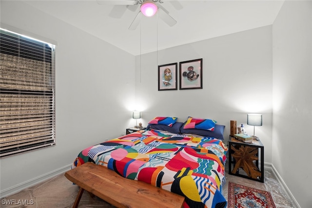 bedroom featuring ceiling fan