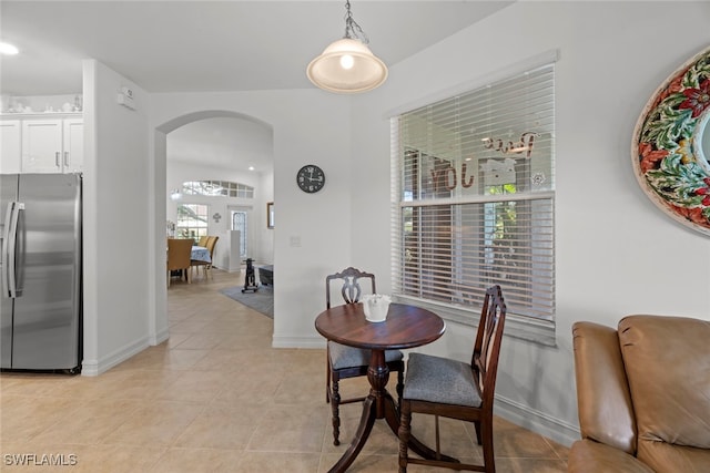 dining room with light tile patterned floors