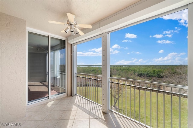 balcony with ceiling fan