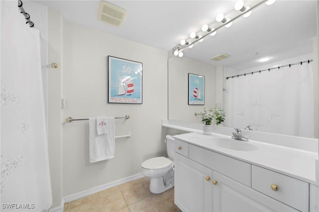 bathroom with tile patterned floors, vanity, and toilet