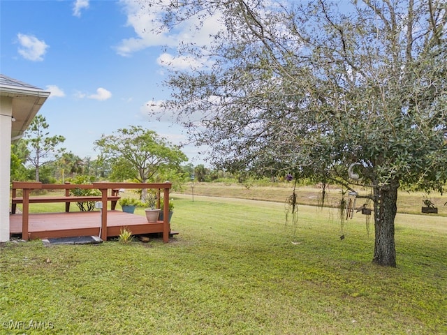 view of yard featuring a deck