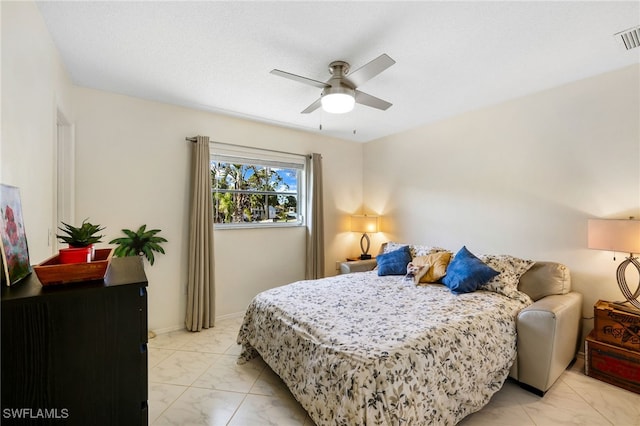 bedroom featuring ceiling fan