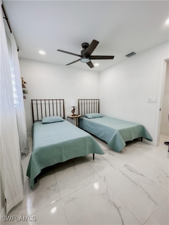 bedroom featuring ceiling fan