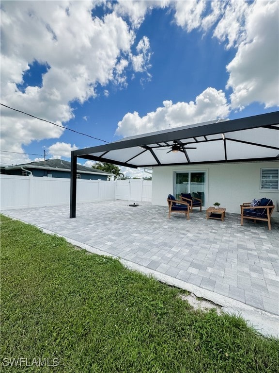 view of patio / terrace with ceiling fan