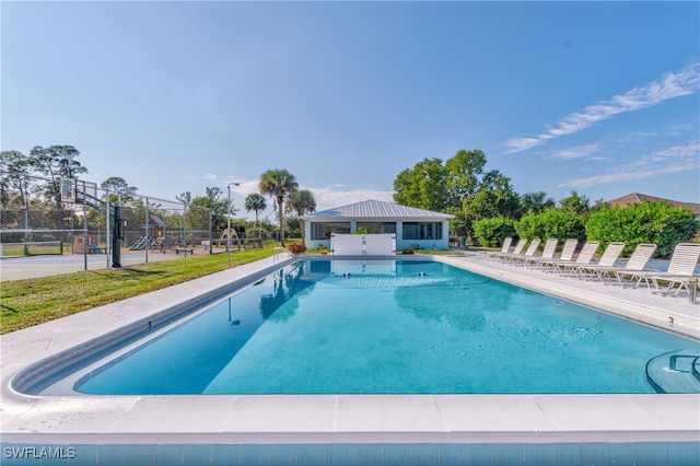 view of pool featuring a patio area