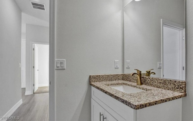 bathroom featuring wood-type flooring and vanity