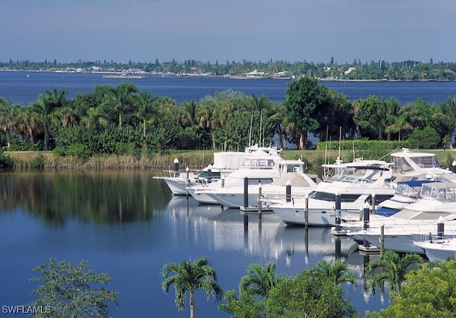 view of dock featuring a water view