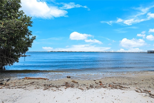 property view of water featuring a view of the beach