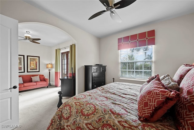 bedroom with carpet and ceiling fan