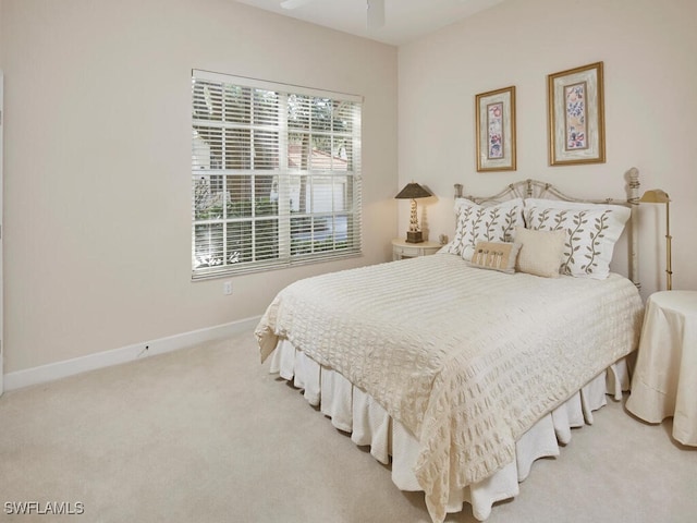 bedroom featuring carpet floors and ceiling fan