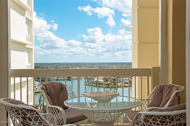 balcony with a water view