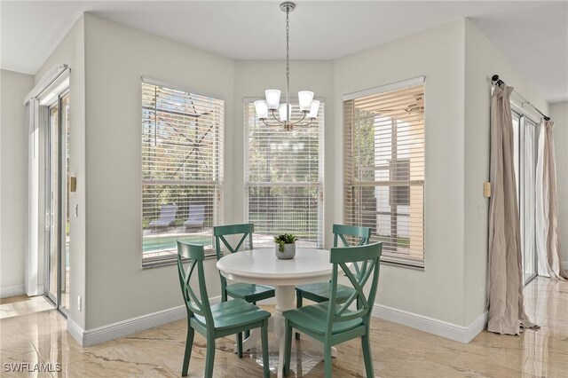 dining room with an inviting chandelier