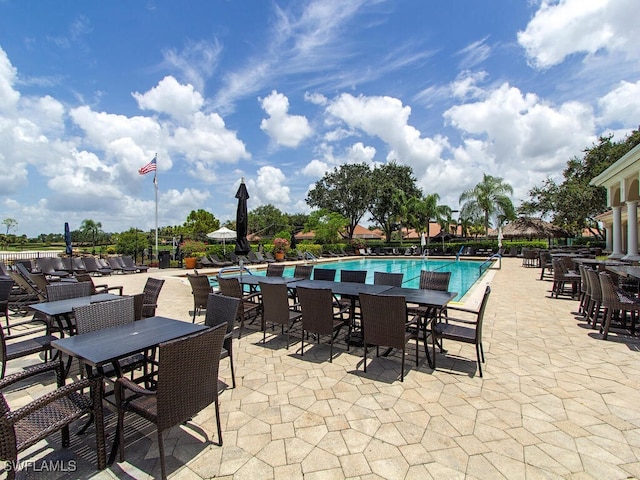 view of pool featuring a patio area