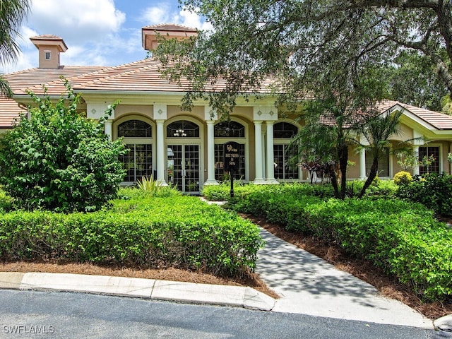 view of front facade with french doors