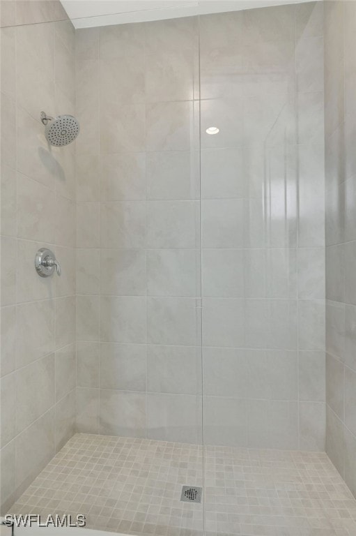 bathroom featuring a tile shower