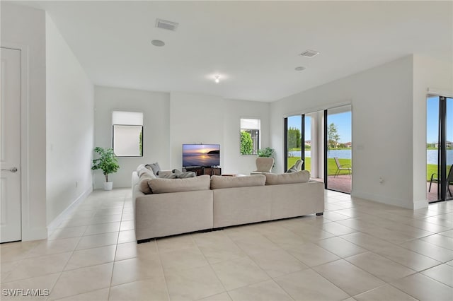 view of tiled living room