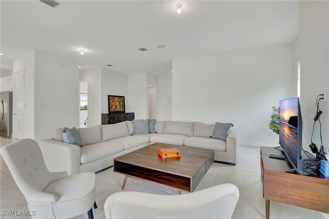 view of tiled living room